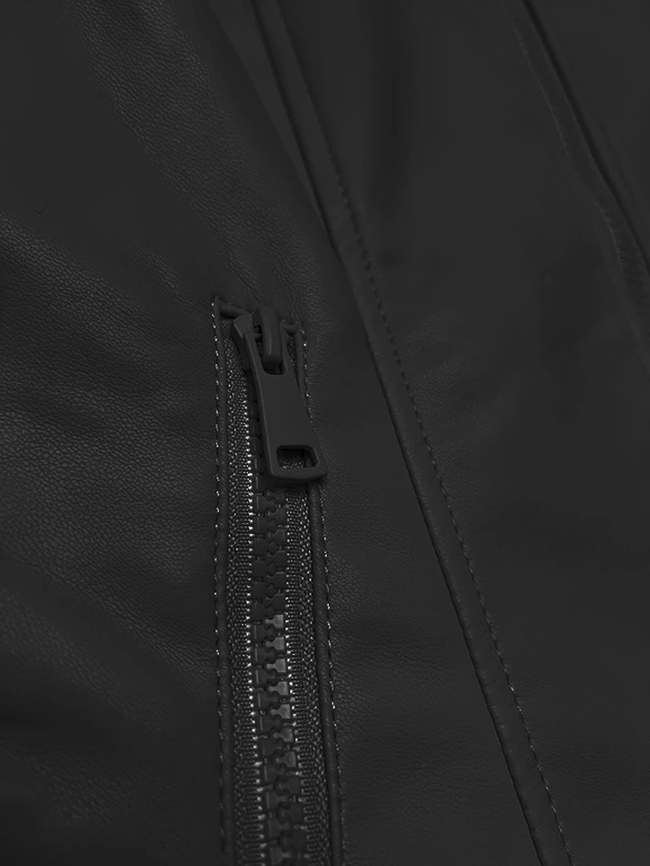 Damska kurtka ze skóry ekologicznej ze stójką J Style czarna (11Z8131)