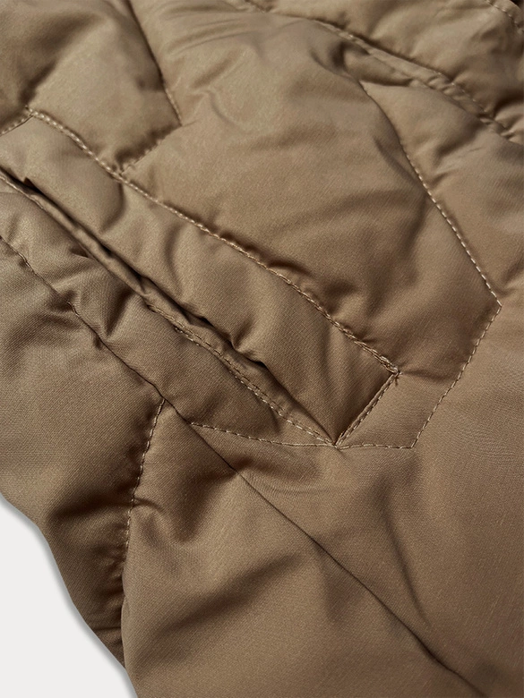 Bezrękawnik damski z futerkiem przy kapturze J Style ciemny beżowy (16M9172-84)