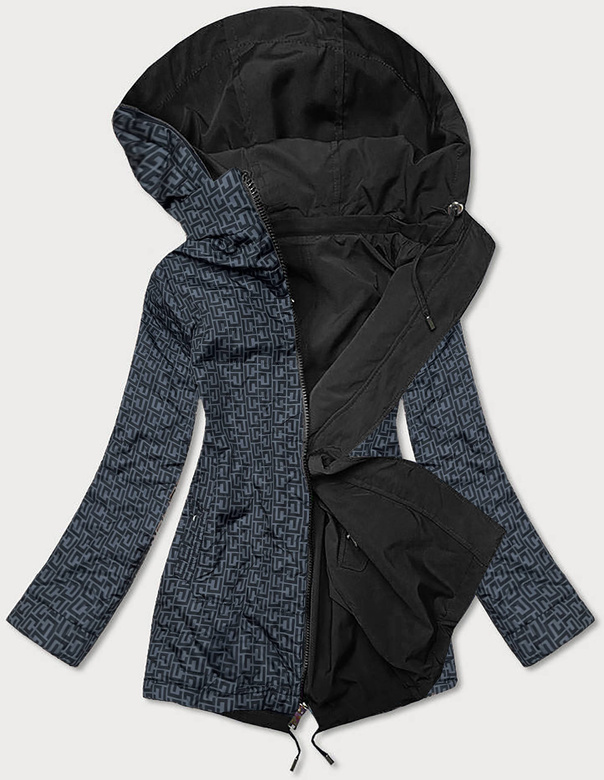 DWUSTRONNA KURTKA PARKA DAMSKA CZARNO-SZARA (XW581BIGX)