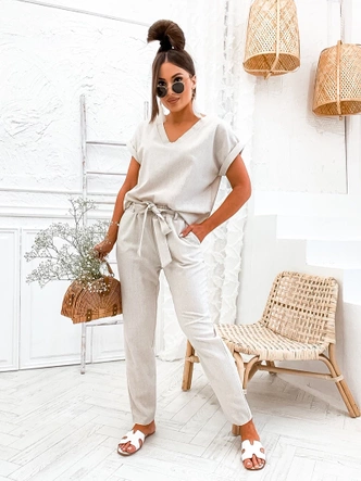 Komplet z lnem beżowy (751)