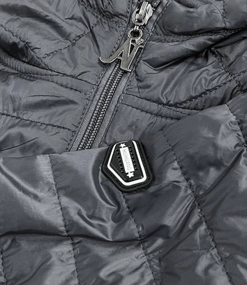 PIKOWANA KURTKA DAMSKA Z KAPTUREM SZARA (Q359#)