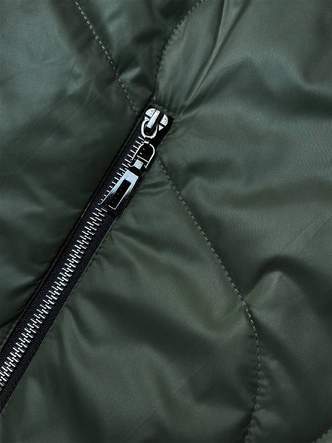 Damska kurtka z odpinanym kapturem ciemna zielona (B8218-10)