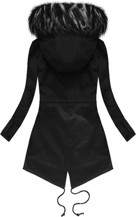 BAWEŁNIANA PARKA ZIMOWA CZARNO-SZARA (7609)