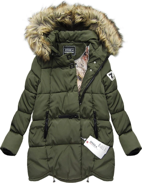 PIKOWANA KURTKA Z KAPTUREM KHAKI (W801)