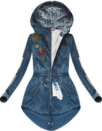 BLUZA Z HAFTAMI I NAPISAMI NIEBIESKA 2/2 (J63BS)