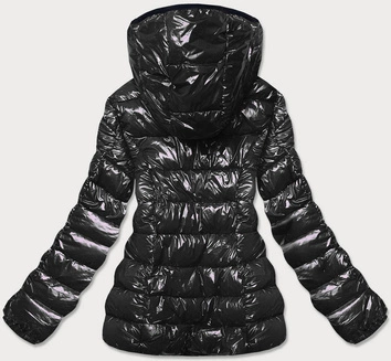BŁYSZCZĄCA DAMSKA KURTKA ZIMOWA PUCHOWA CZARNA (B9583-1)