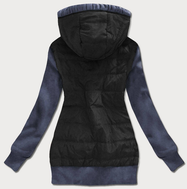 BLUZA DAMSKA Z ŁĄCZONYCH MATERIAŁÓW CZARNO-SZARA (727)