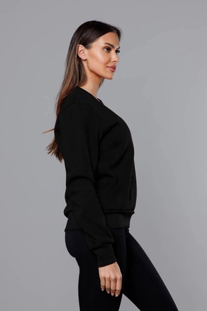 Bluza dresowa damska ze ściągaczami czarna (w01-3)