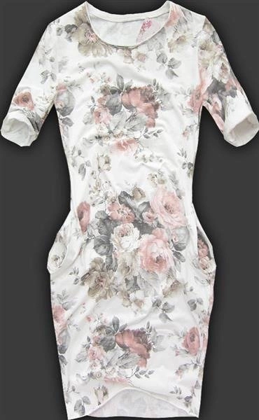 SUKIENKA MODA ITALIA ŚMIETANOWA W KWIATY (4872E)