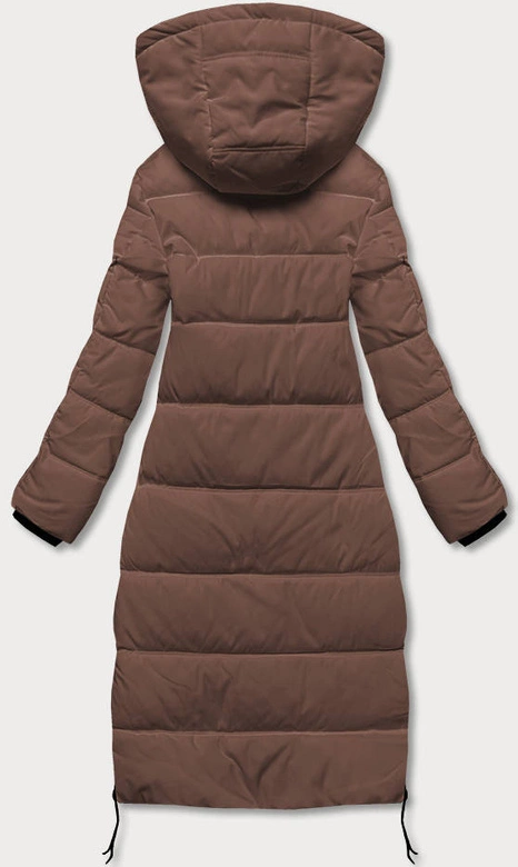 Długa kurtka zimowa damska brązowa (AG8-8013)