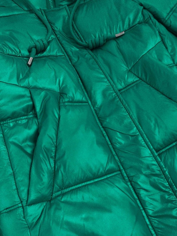 ASYMETRYCZNA DAMSKA KURTKA PIKOWANA ZIELONA (7658)