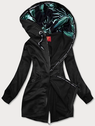 DŁUGA DAMSKA BLUZA SPORTOWA CZARNA (AMG816)