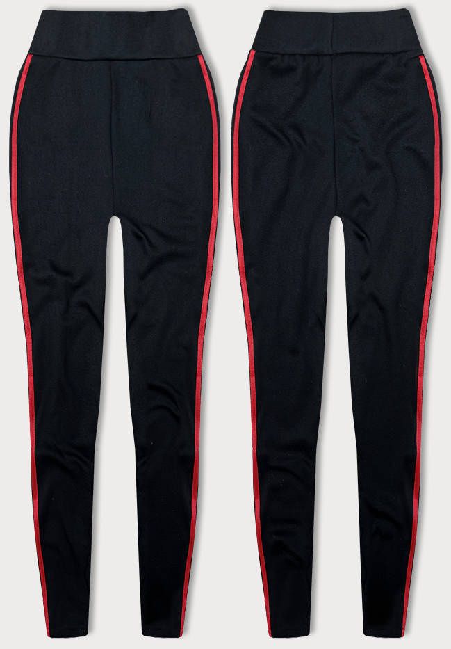 Legginsy sportowe z lampasami czarno-czerwone (YW01052-D1-5)
