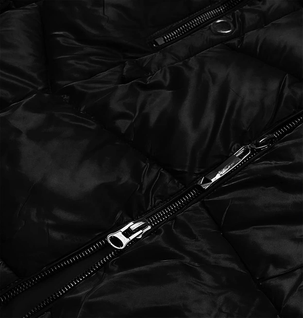 Metaliczna kurtka zimowa damska czarna (B8072-1)