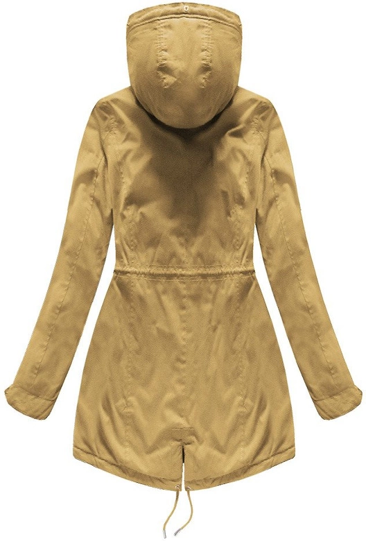 Damska zimowa parka z kapturem musztardowa (7617)