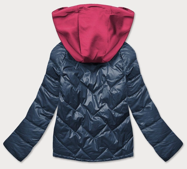 Kurtka damska z kapturem granatowo/różowa (bh2003)