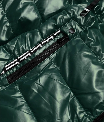 Błyszcząca kurtka z wzorzystymi wstawkami zielona (w718)