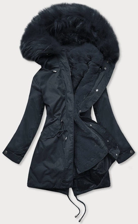 DAMSKA PARKA ZIMOWA Z PODPINKĄ I KAPTUREM GRANATOWA (7600)