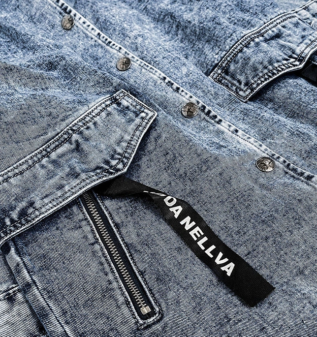 Luźna damska jeansowa kurtka/narzutka niebieska (c101)