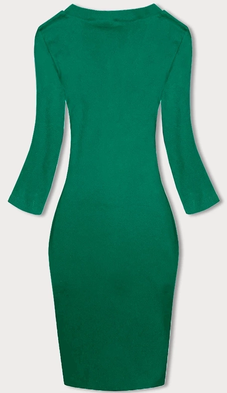 Dopasowana sukienka w prążki z okrągłym dekoltem zielona (5131-13)
