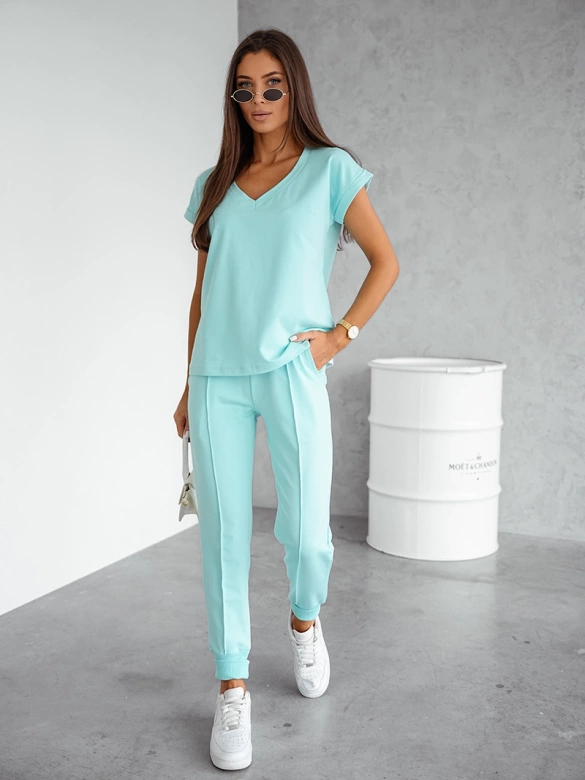 Bawełniany komplet dwuczęściowy turkusowy (VE55)