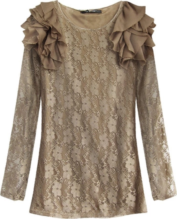 KORONKOWA BLUZKA W KWIATY CAPPUCCINO (3660)