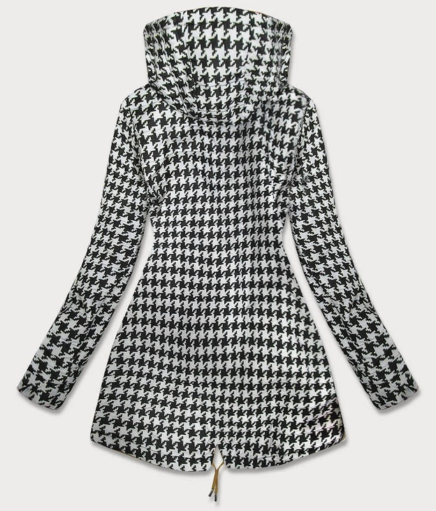 DWUSTRONNA KURTKA PARKA DAMSKA ŻÓŁTA-PEPITKA (W353-1)