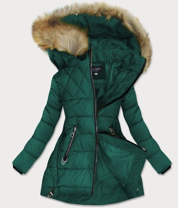 PIKOWANA DAMSKA KURTKA Z KAPTUREM ZIELONA (1907BIG)