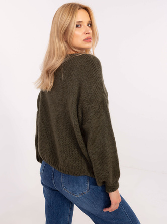 Luźny kardigan damski khaki (0412)