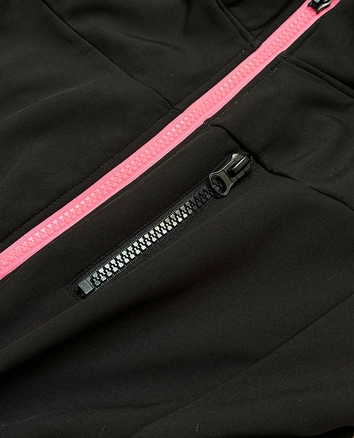 DAMSKA KURTKA TREKKINGOWA CZARNA/RÓŻ (KSW-6007)