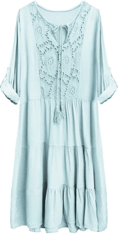 SUKIENKA OVERSIZE Z HAFTEM BŁĘKITNA (308ART)