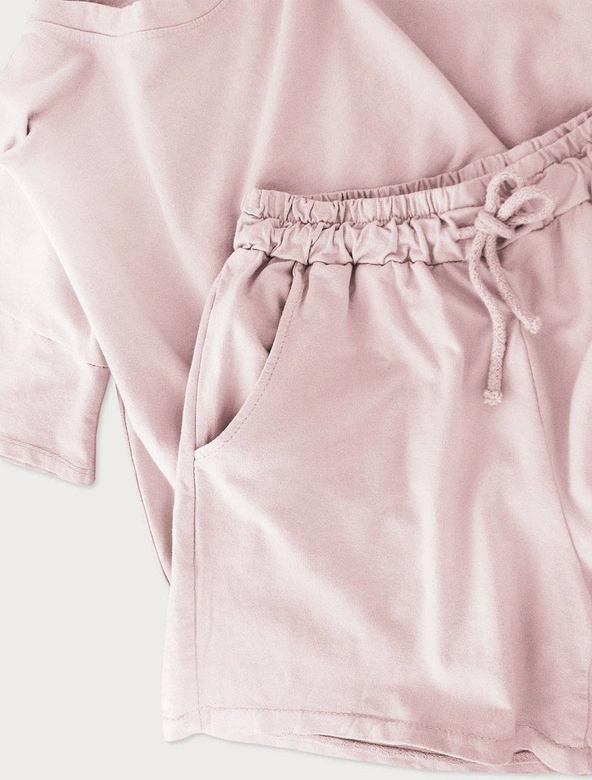 DRES DAMSKI BLUZA I SPODENKI PUDROWY RÓŻ (598ART)
