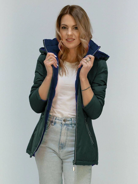 Dwustronna kurtka przejściowa zielono-granatowa (7699)