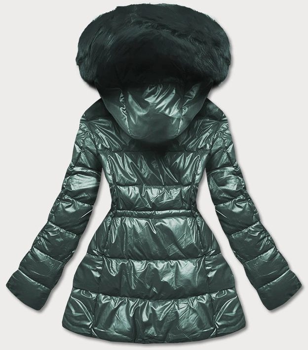 Metaliczna kurtka damska zielona (b8029-10)