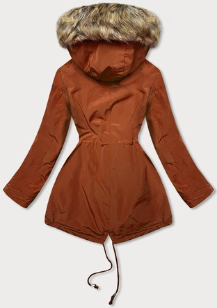 Parka damska z futrzaną podszewką karmelowa (m-21207)
