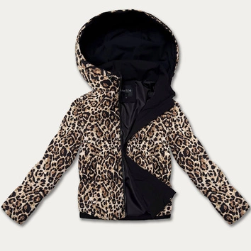 Krótka luźna kurtka panterka Miss TiTi beżowa (25676)