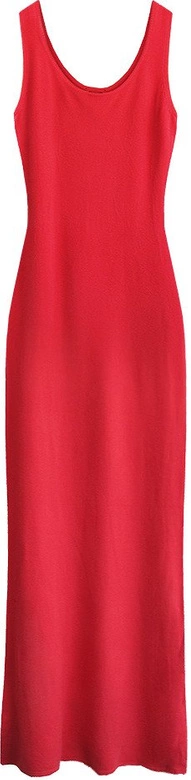 SUKIENKA MAXI Z PASKIEM CZERWONA (1548)