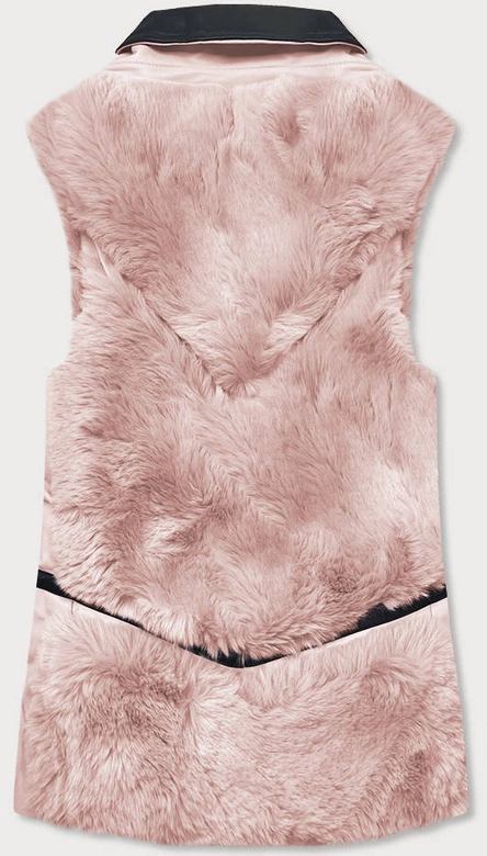 Elegancka kamizelka ekoskóra i futro łososiowa (br9593-12)