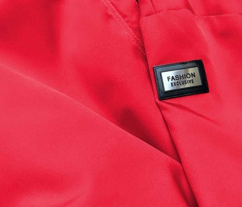 Cienka kurtka damska z ozdobną lamówką czerwona (B8141-4)