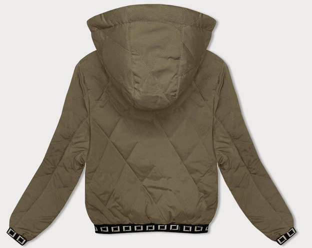 Pikowana kurtka z ozdobnymi ściągaczami oliwkowa (16M9086-84)