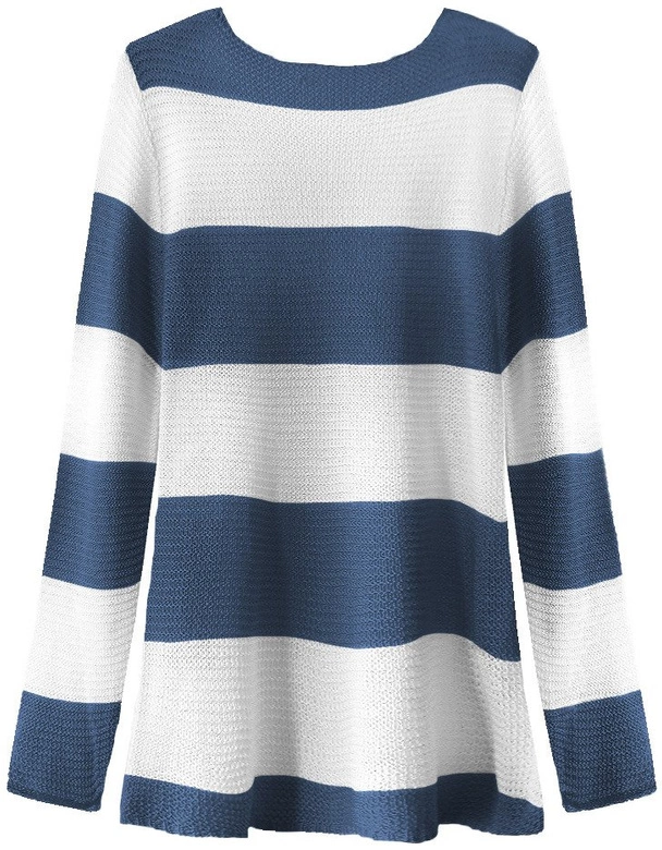 AŻUROWA NARZUTKA W PASY BIAŁO-NIEBIESKA (231ART)