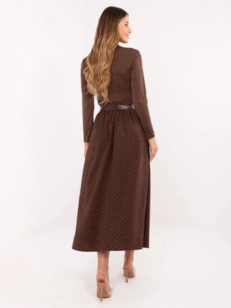 Elegancka spódnica maxi z ozdobnym wykończeniem brązowa (19720)
