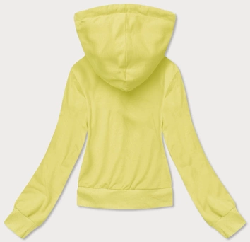 Krótka bluza dresowa z kapturem cytrynowa (8B939-33)