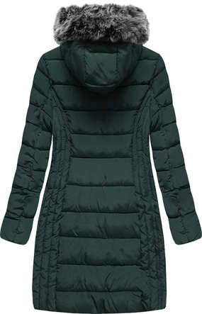 DŁUŻSZA KURTKA Z KAPTUREM BUTELKOWA ZIELEŃ (B2619-30)