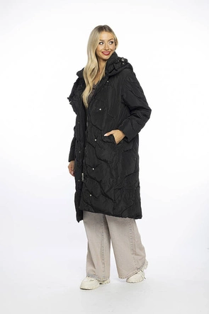 Luźna kurtka damska z ozdobnym pikowaniem Ann Gissy czarna (AG1-J9161)