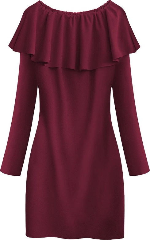 PROSTA SUKIENKA Z FALBANĄ BORDOWA (540ART)