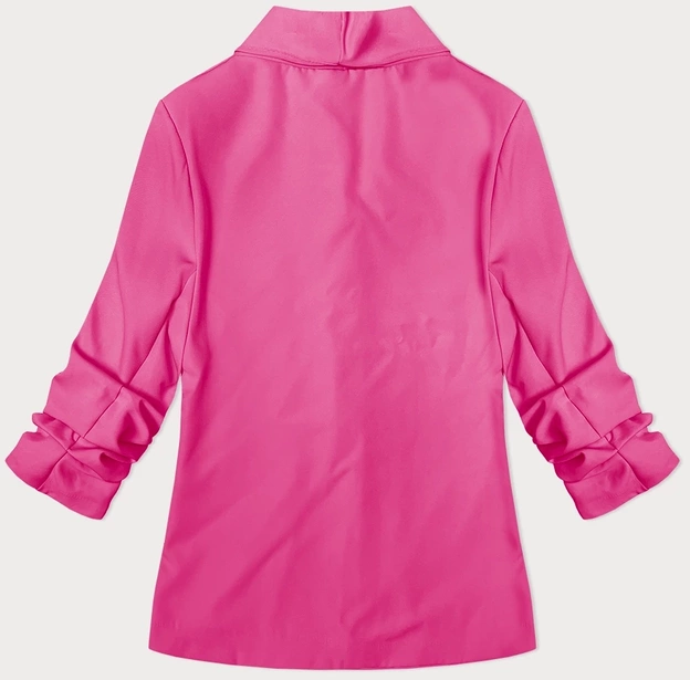 Cienka marynarka z marszczonymi rękawami różowa (22-356)