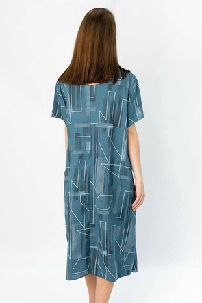 BAWEŁNIANA SUKIENKA OVERSIZE CIEMNONIEBIESKA (340ART)