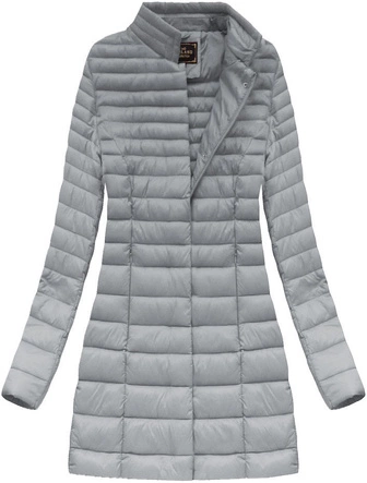 DŁUŻSZA PIKOWANA KURTKA Z KAPTUREM SZARA (7240)