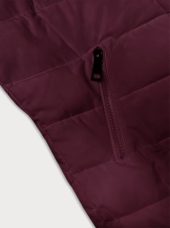 Pikowana kurtka zimowa damska z kapturem LHD bordowa (2M-057)